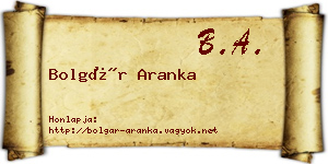 Bolgár Aranka névjegykártya